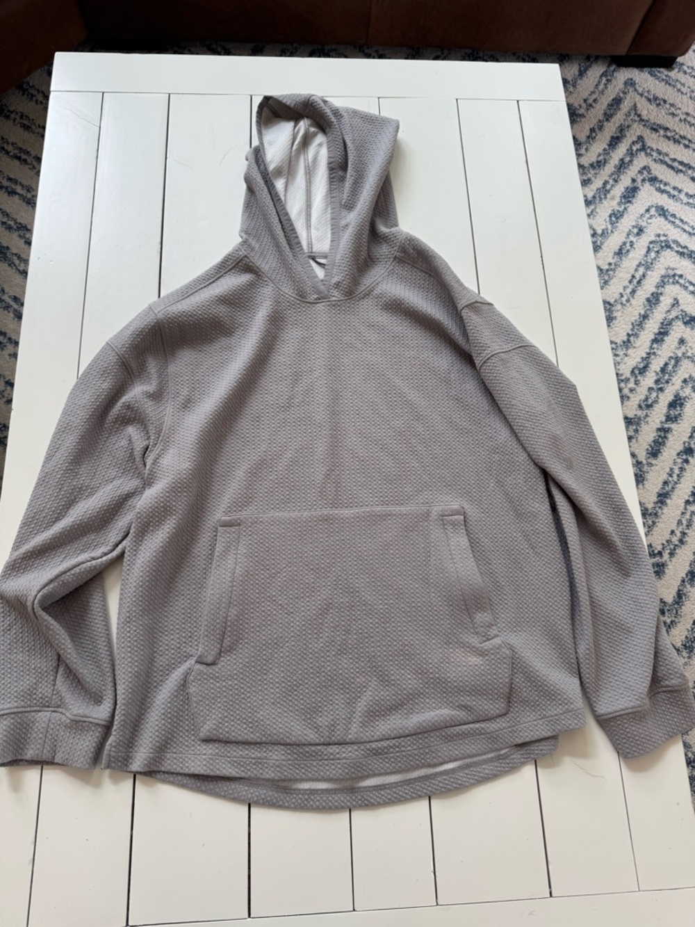 all in motion Gray Textured Waffle-Knit Pullover Hoodie